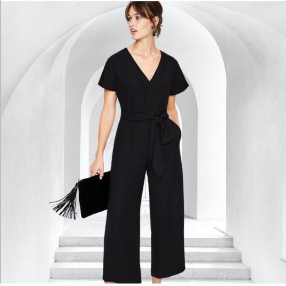 Boden Romilly Black V Neck Jumpsuit Size 10 T